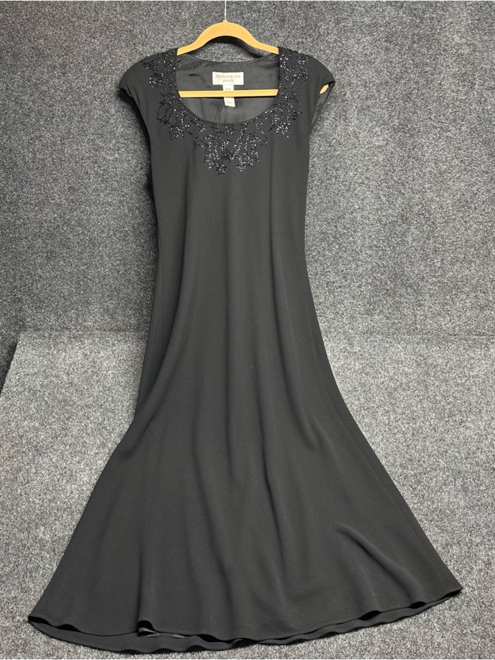 Vintage y2k black beaded dress high scoop neckline wedding guest cocktail formal